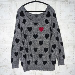 Torrid Black/Red Hearts Wide Neck Sweater 3